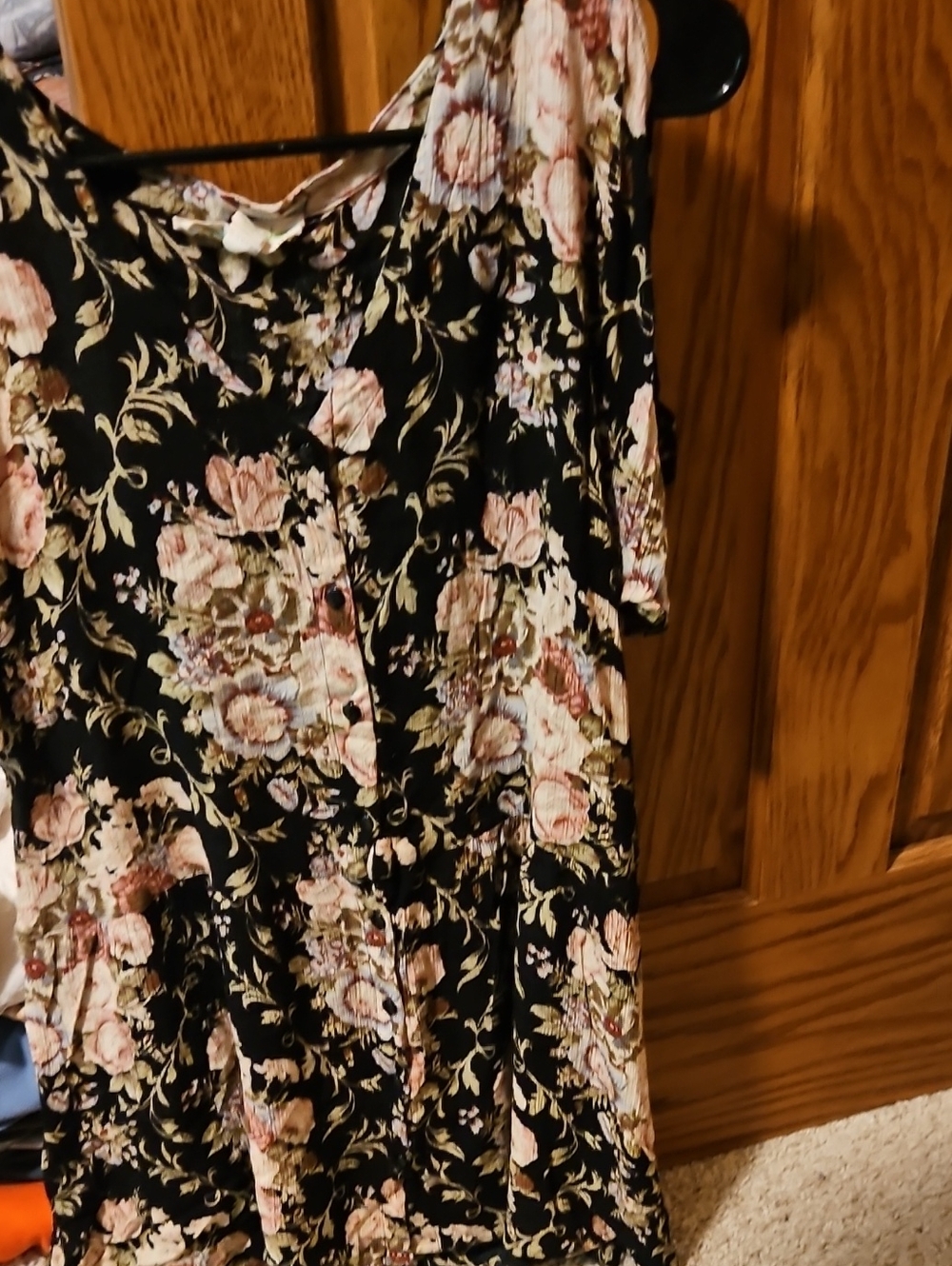 Staring at Stars Black Dress with Blush Floral Print